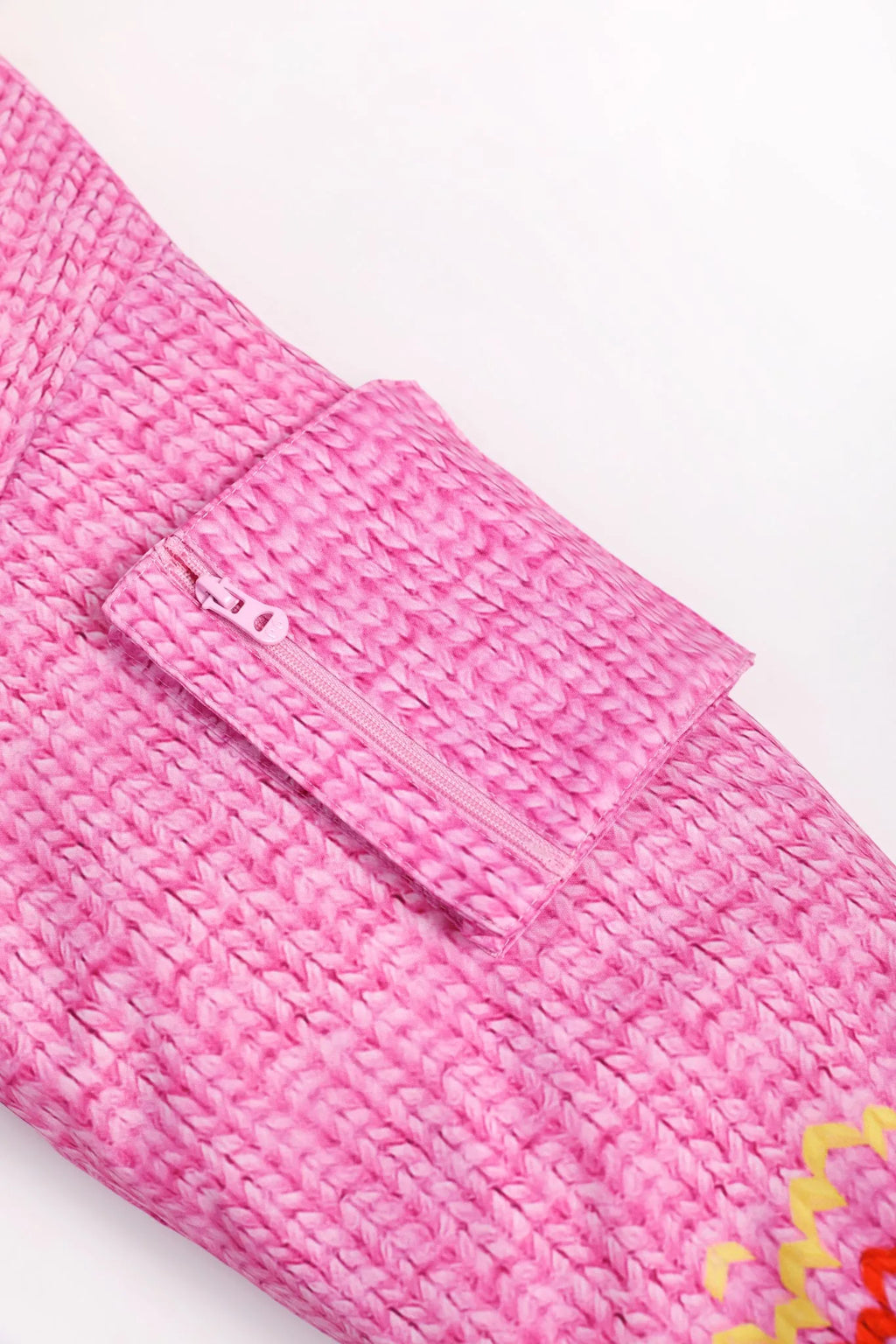 Poco Blush Little Sheep Chunky Knit Print Fleece Jacket