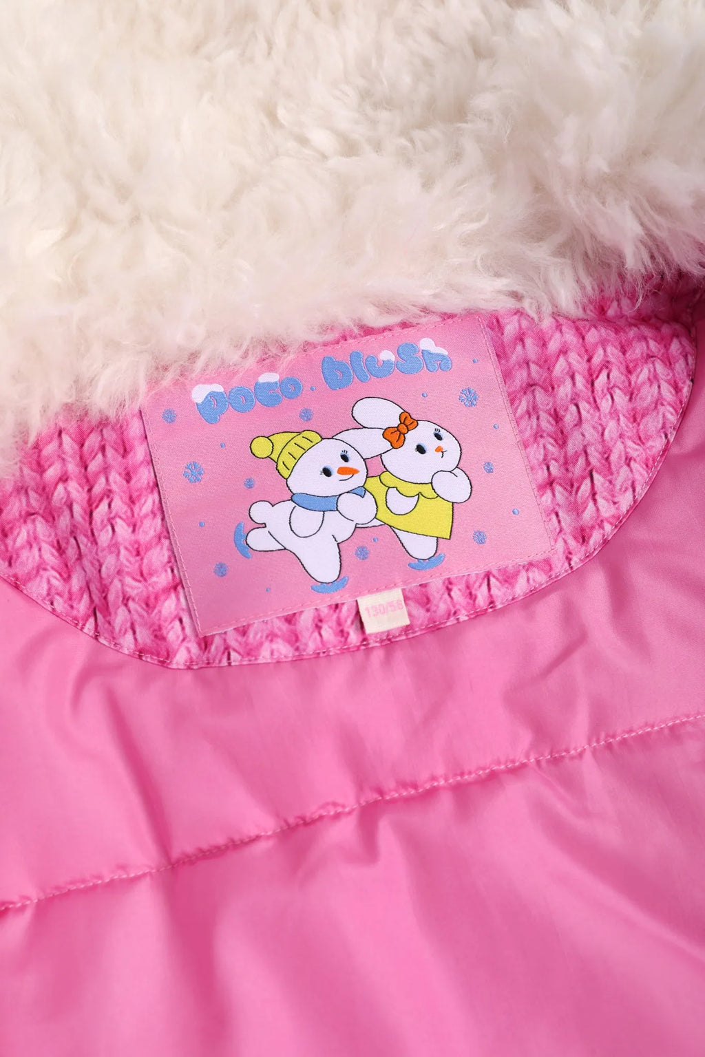 Poco Blush Little Sheep Chunky Knit Print Fleece Jacket