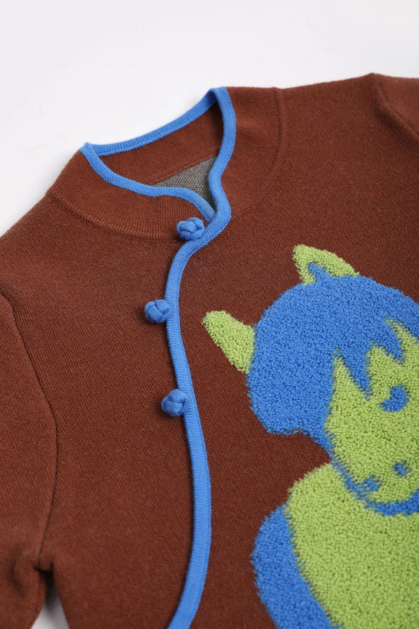 "The Year of Horse" Lunar New Year Knit Sweater with Frog Buttons by Poco Blush, image 14