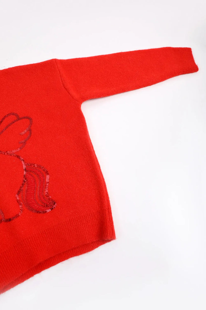 "The Year of Horse" Sequin Embroidered Knit Sweater by Poco Blush, image 8