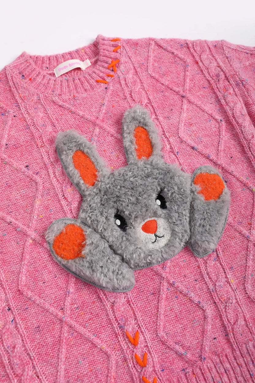 Hello Bunny & Snowman Cable Knit Sweater by Poco Blush, image 13