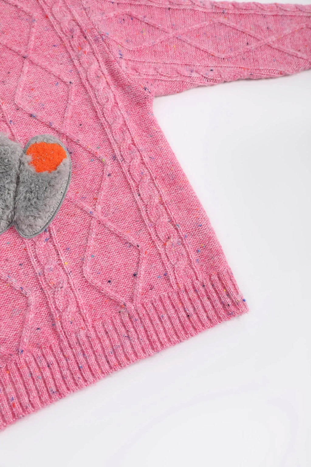 Poco Blush Hello Bunny & Snowman Cable Knit Sweater