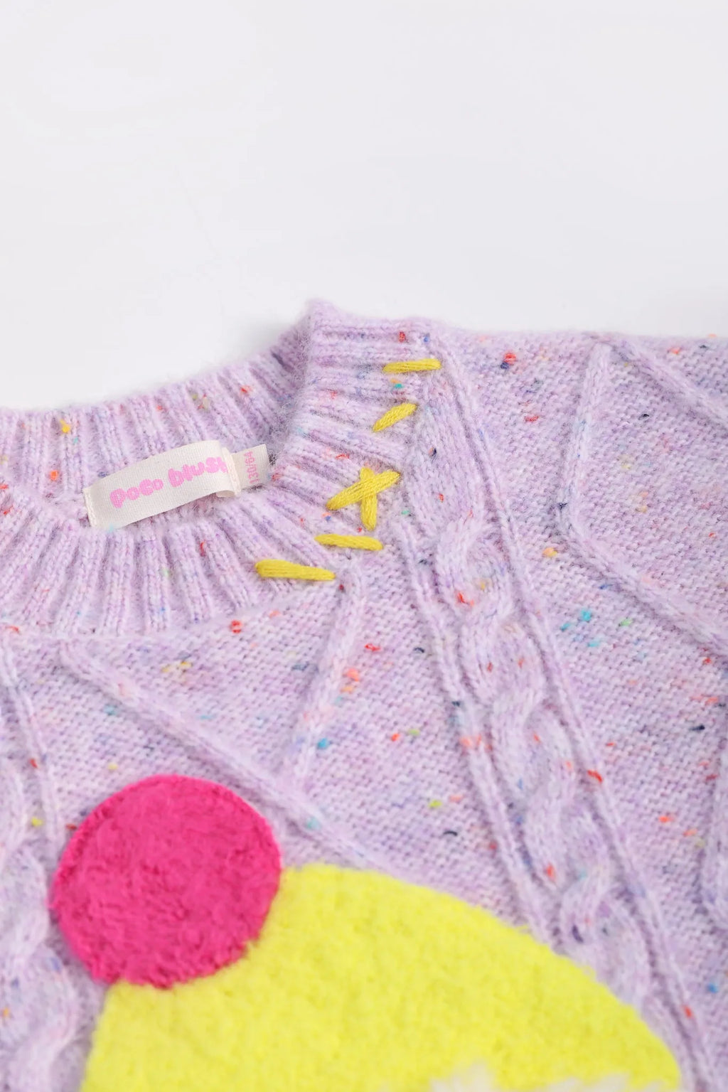 Poco Blush Hello Bunny & Snowman Cable Knit Sweater