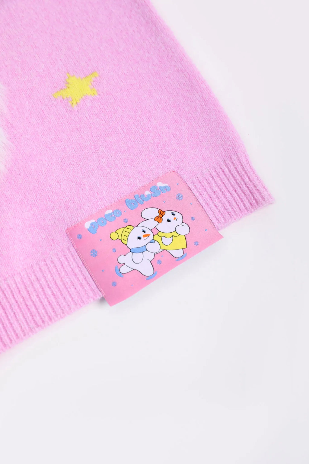 Poco Blush Snowman Wobbler Bouclé Knit Sweater