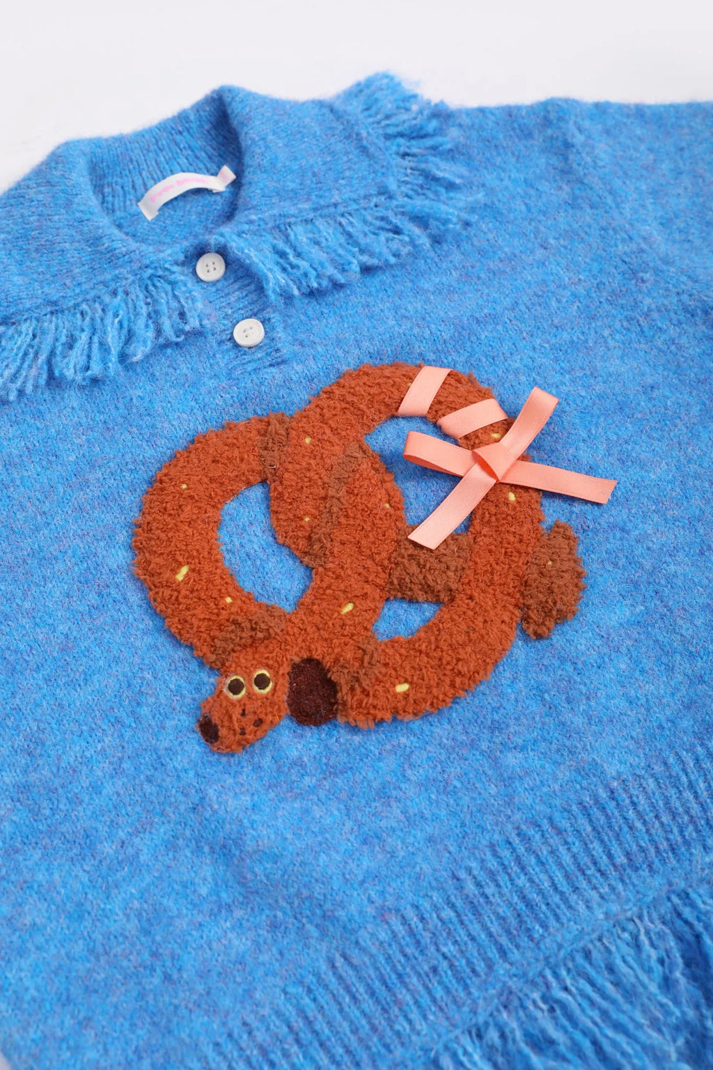 Poco Blush Twisted Bread Dog Alpaca-Feel Knit Sweater