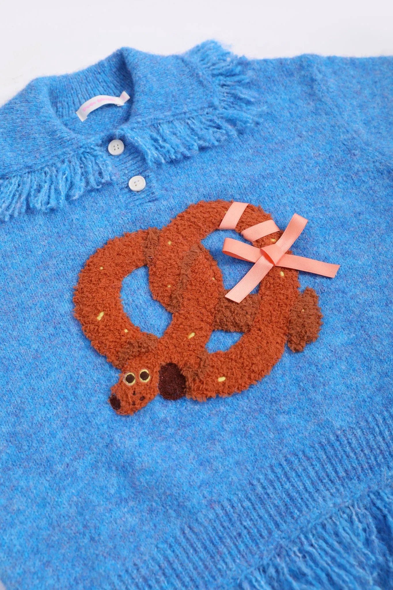Poco Blush Twisted Bread Dog Alpaca-Feel Knit Sweater