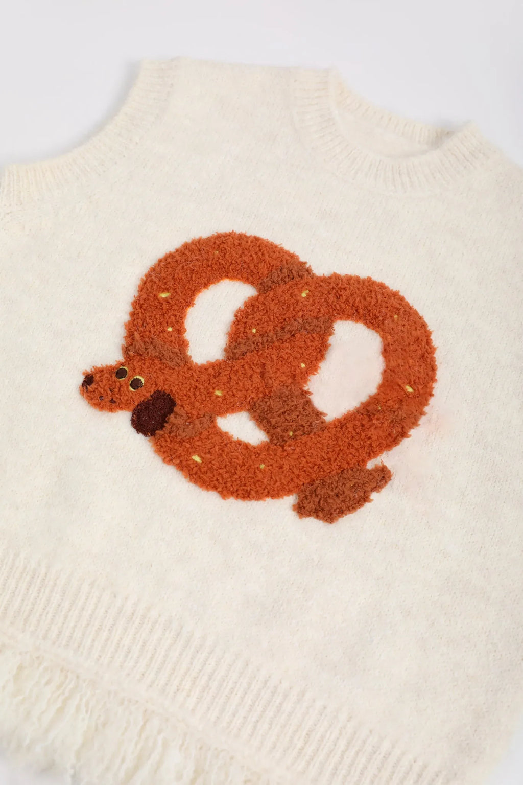 Poco Blush Twisted Bread Dog Alpaca-Feel Knit Vest