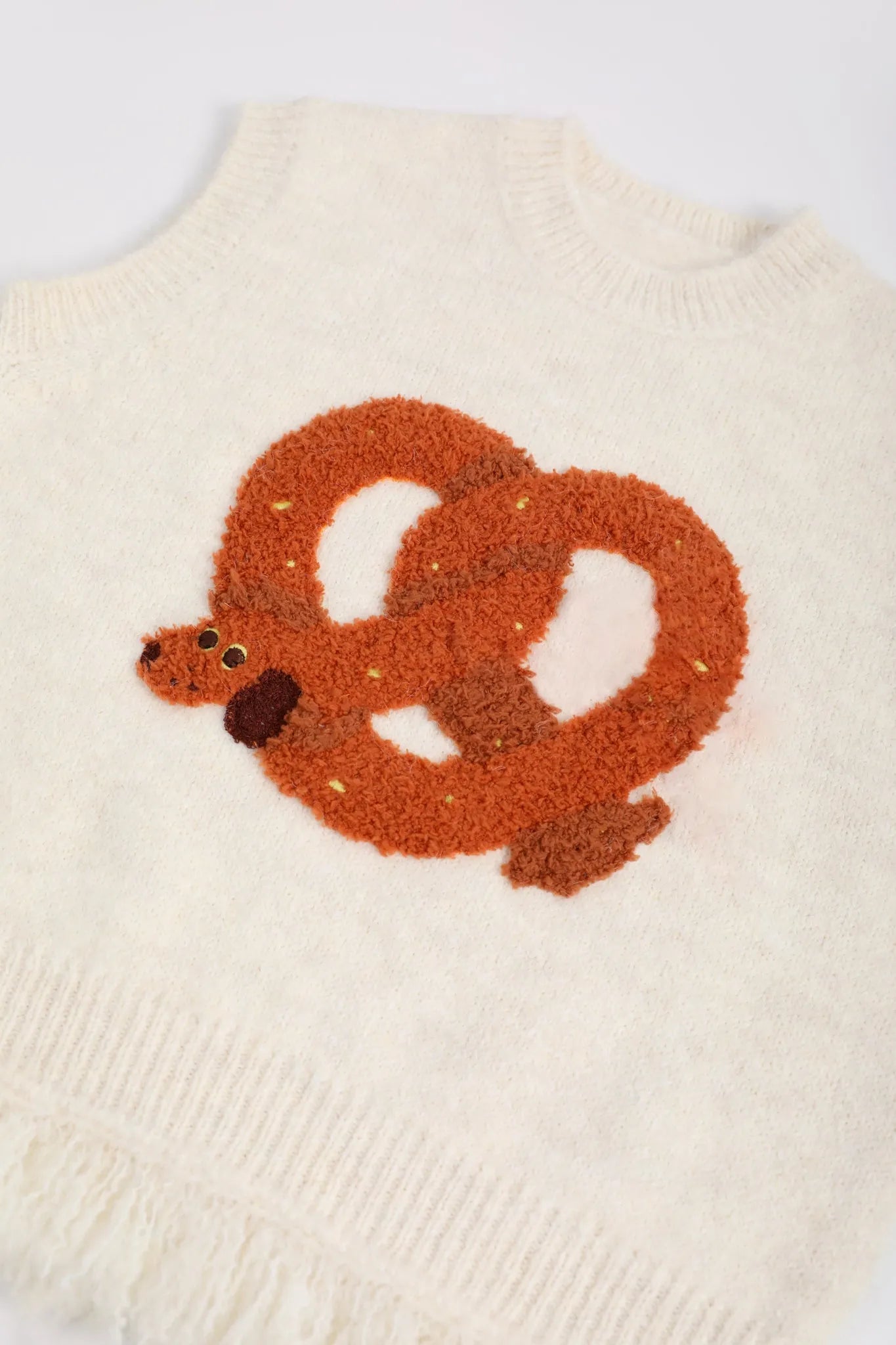 Poco Blush Twisted Bread Dog Alpaca-Feel Knit Vest