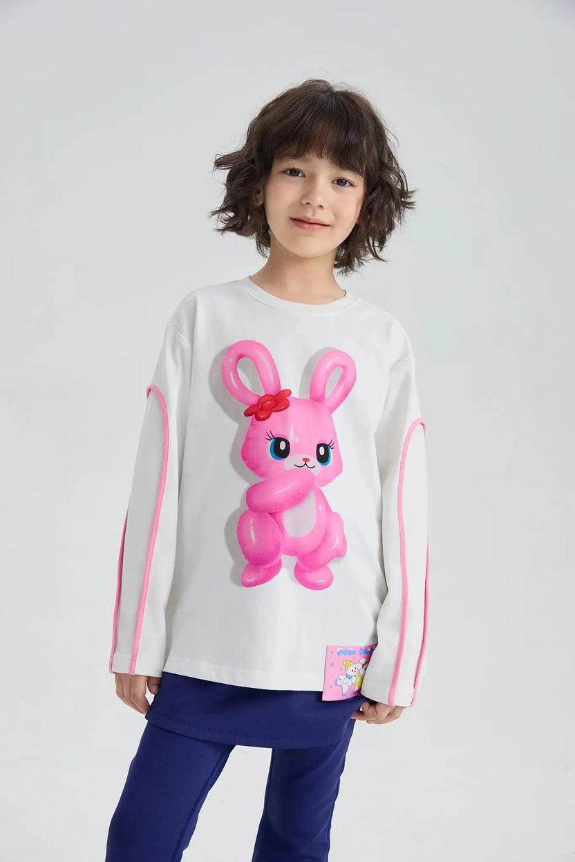 Bunny & Snowman Balloon Long-Sleeve Tee by Poco Blush, image 5