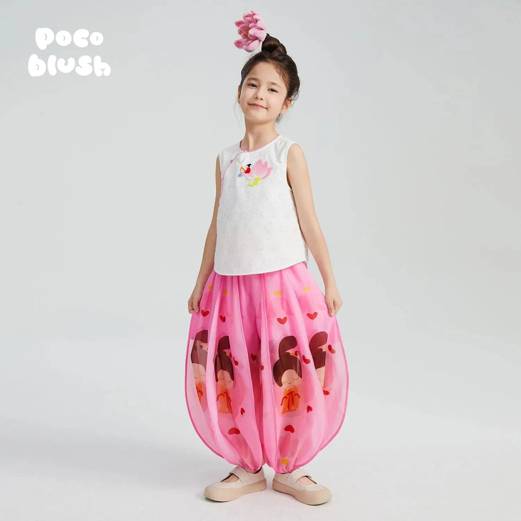 Poco Blush Chinese Style Lucky Lotus Jacquard Top
