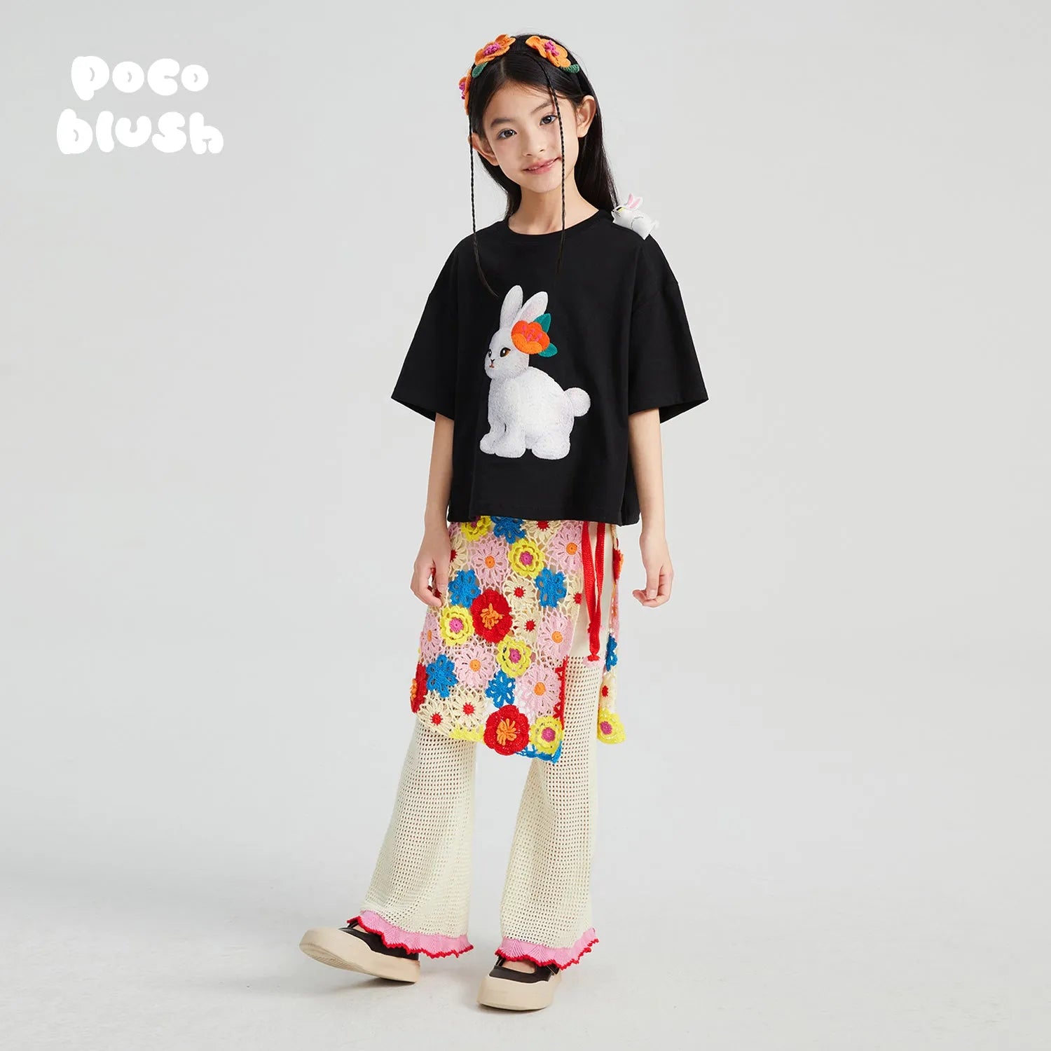 Poco Blush Hand-Crochet Camellia Wrap Skirt