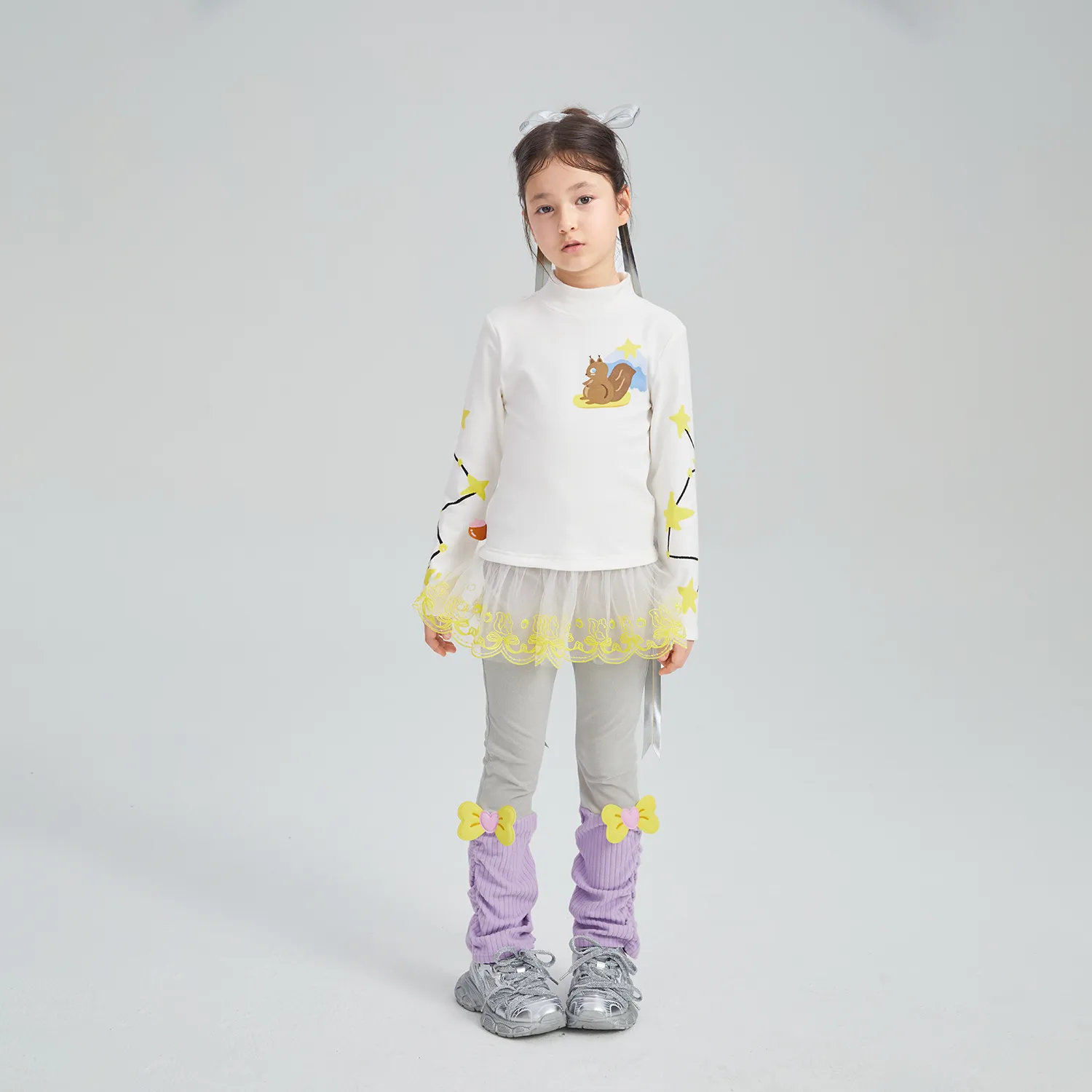 Poco Blush Squirrel Mesh Bubble-Hem Top