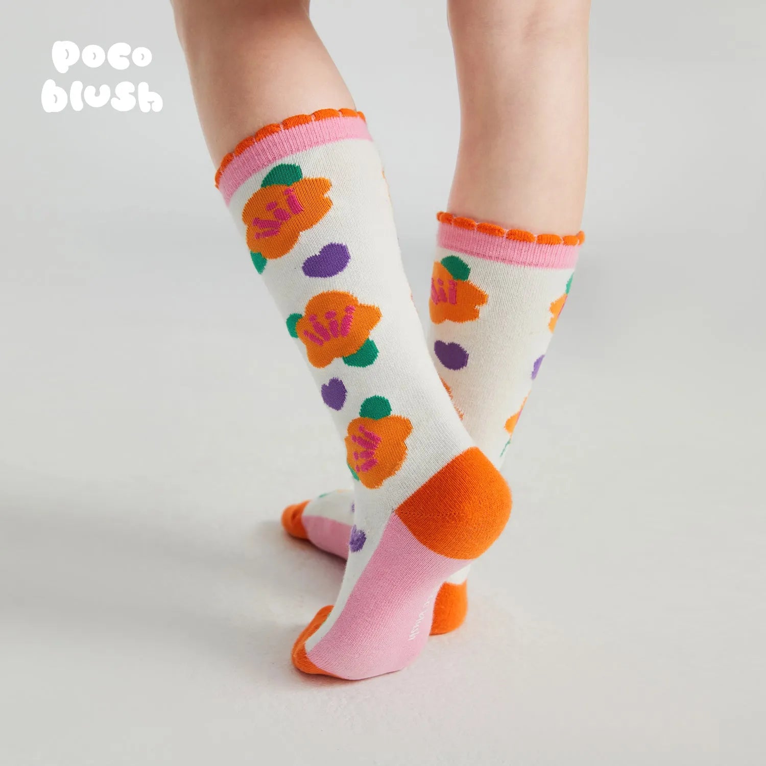 Poco Blush Camellia Jacquard Knee Socks