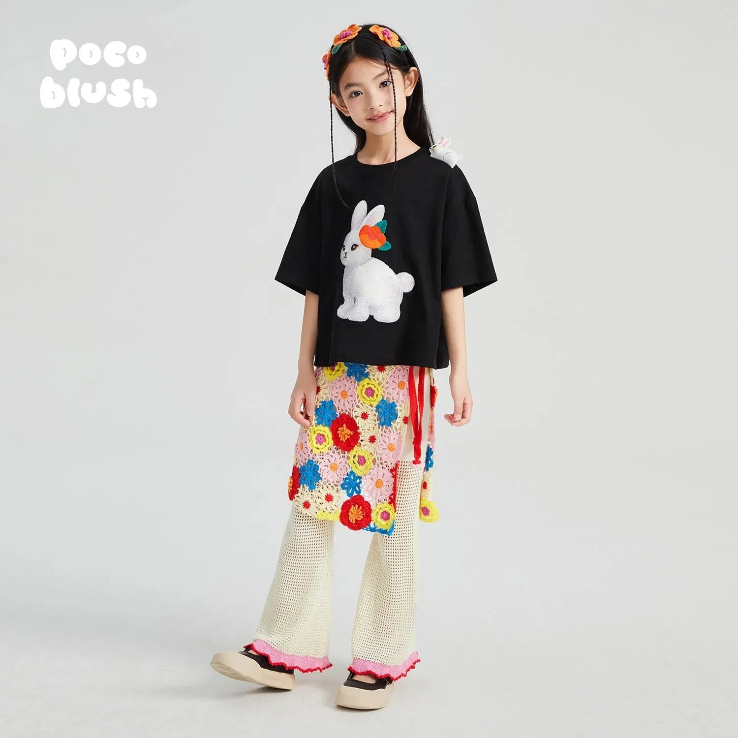 Poco Blush Hand-Crochet Camellia Wrap Skirt