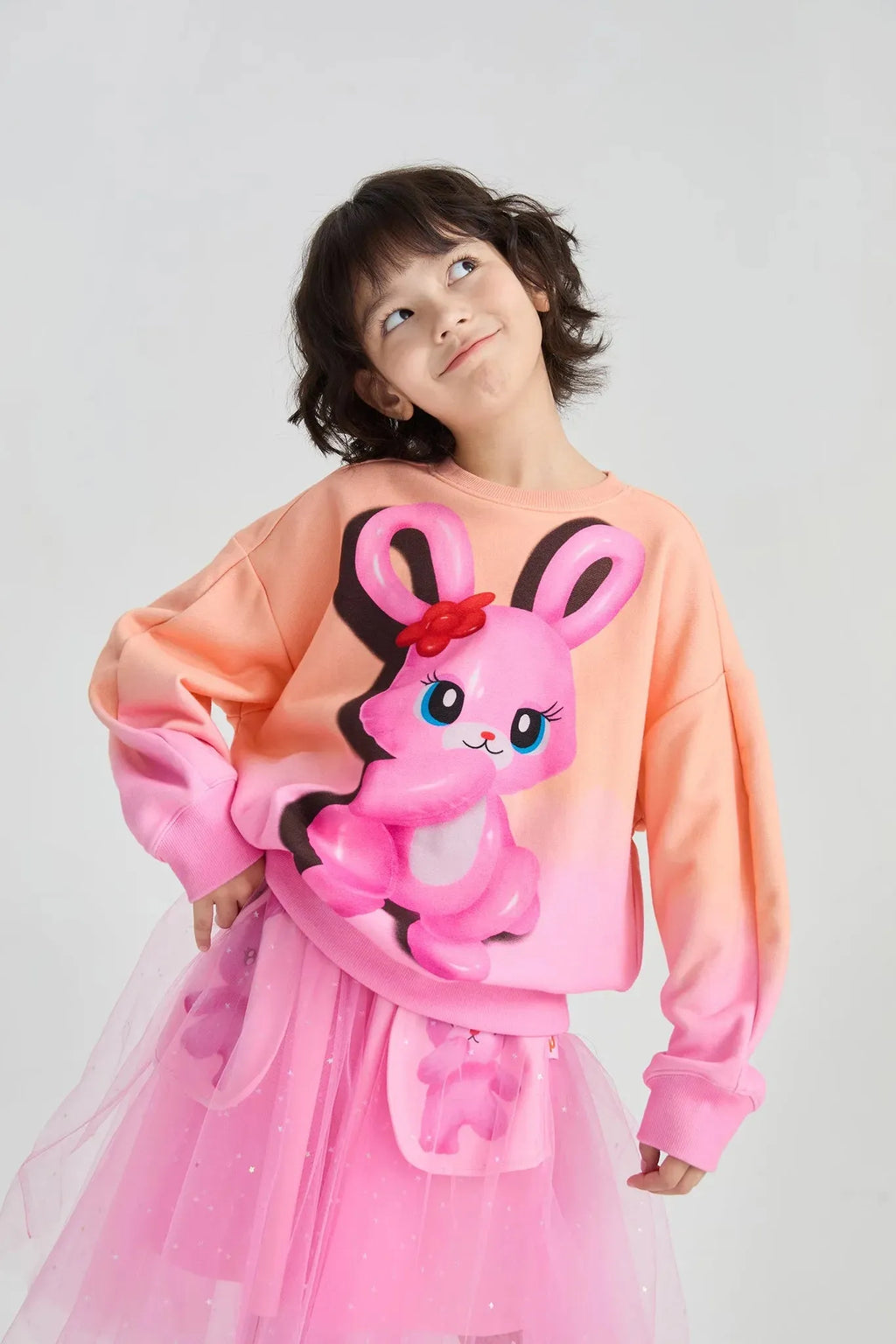 Poco Blush Bunny & Snowman Gradient Fleece Sweatshirt