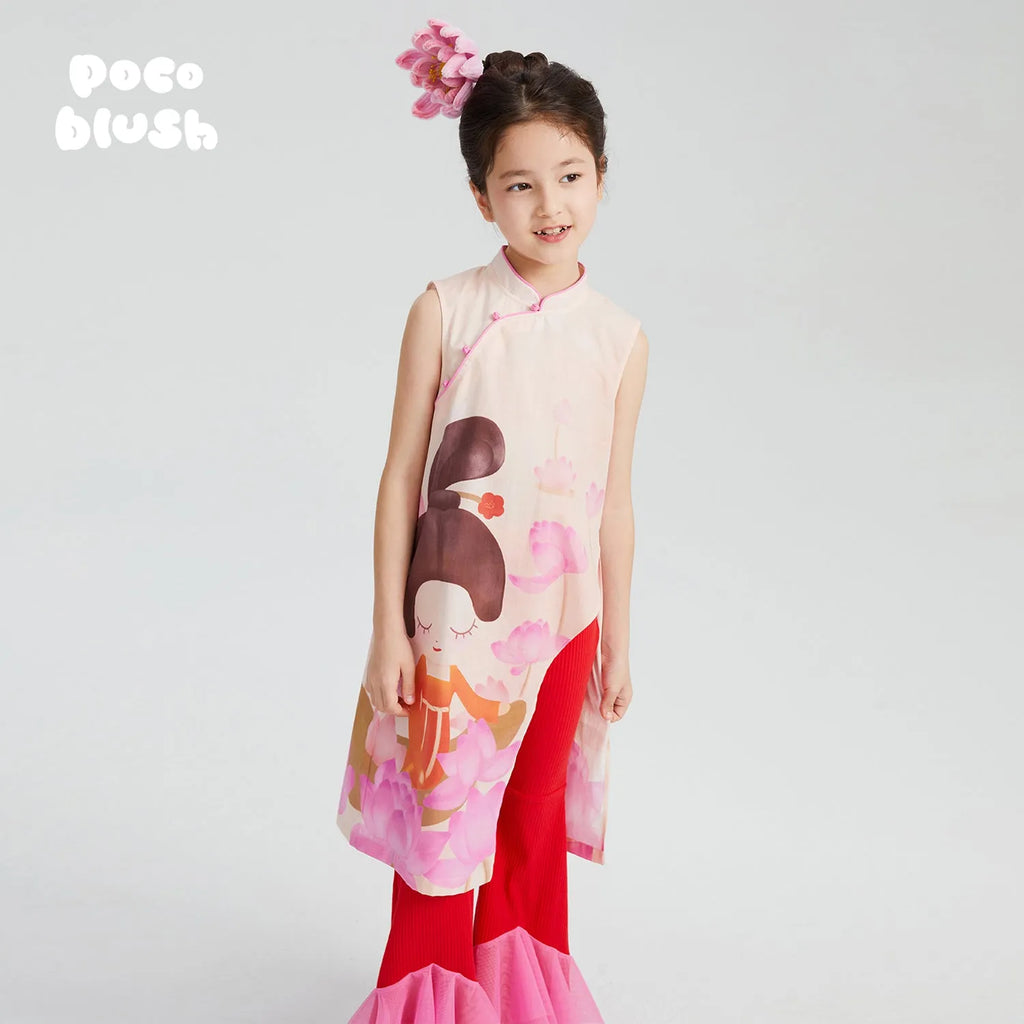 Poco Blush Lotus Poem Qipao Shirt