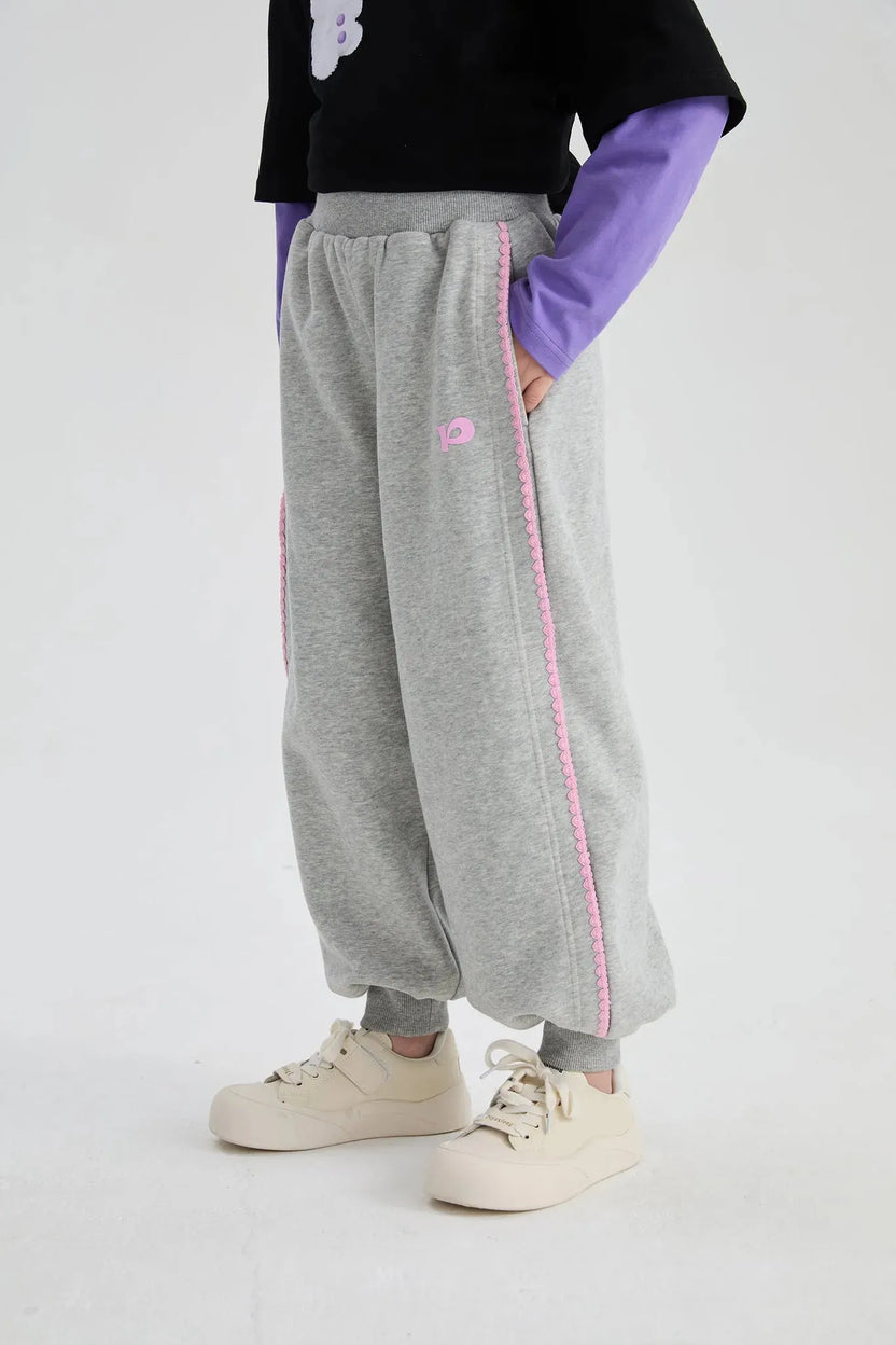 Bow Embroidery Fleece Pants by Poco Blush, image 3