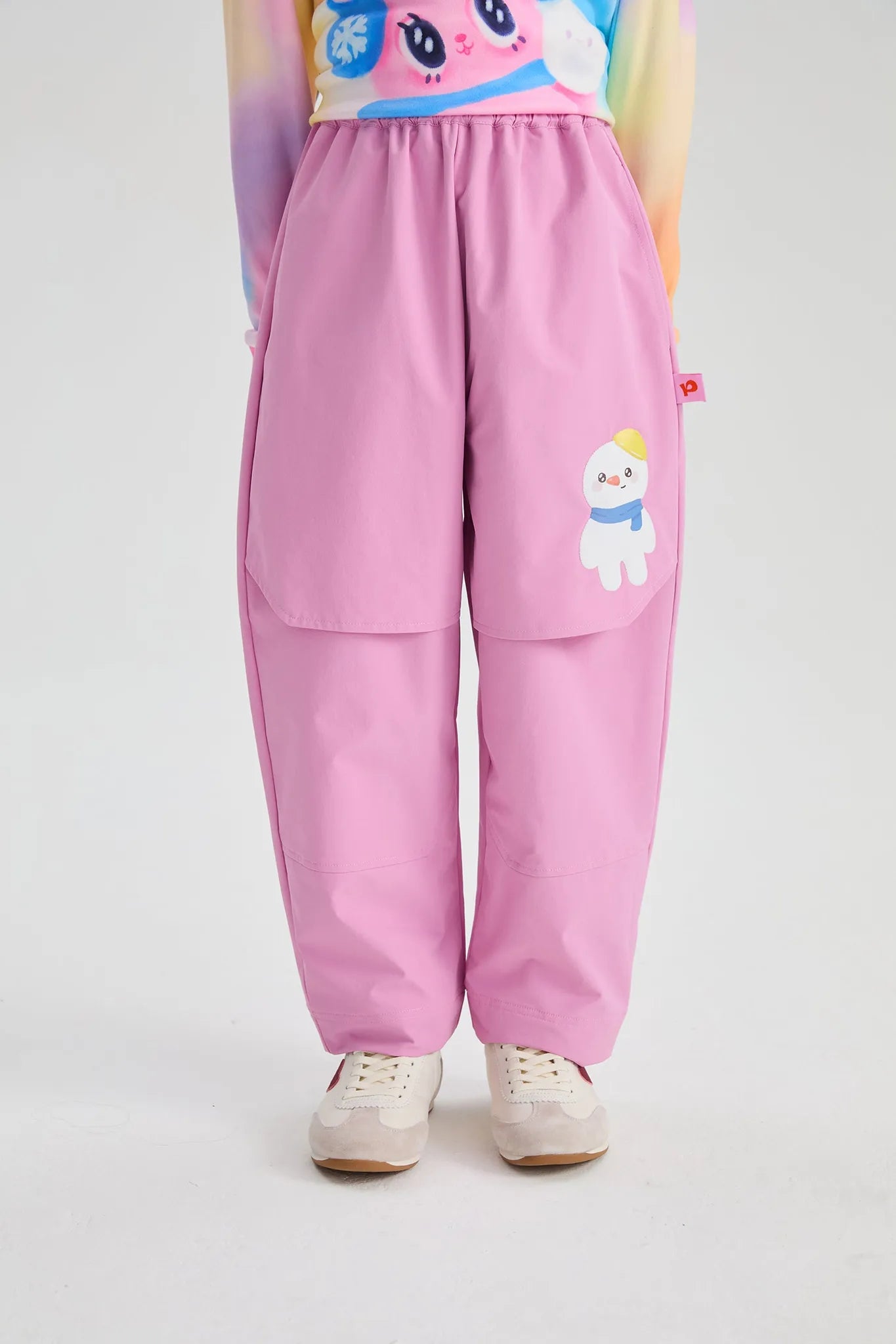 Poco Blush Dachshund & Snowman Functional Parachute Pants