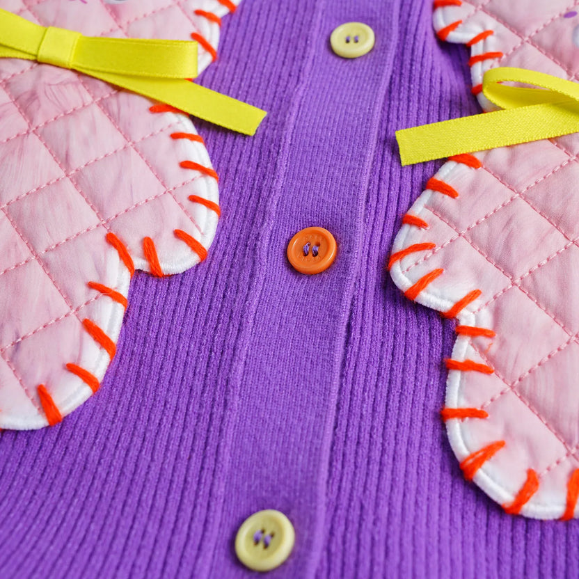 Raspberry Teddy Ruffle Cardigan by Poco Blush, image 5