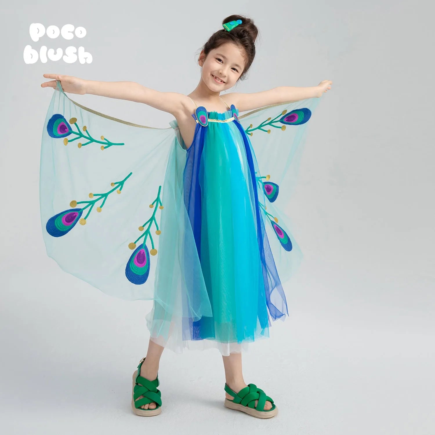 Poco Blush Peacock Dance Mesh Maxi