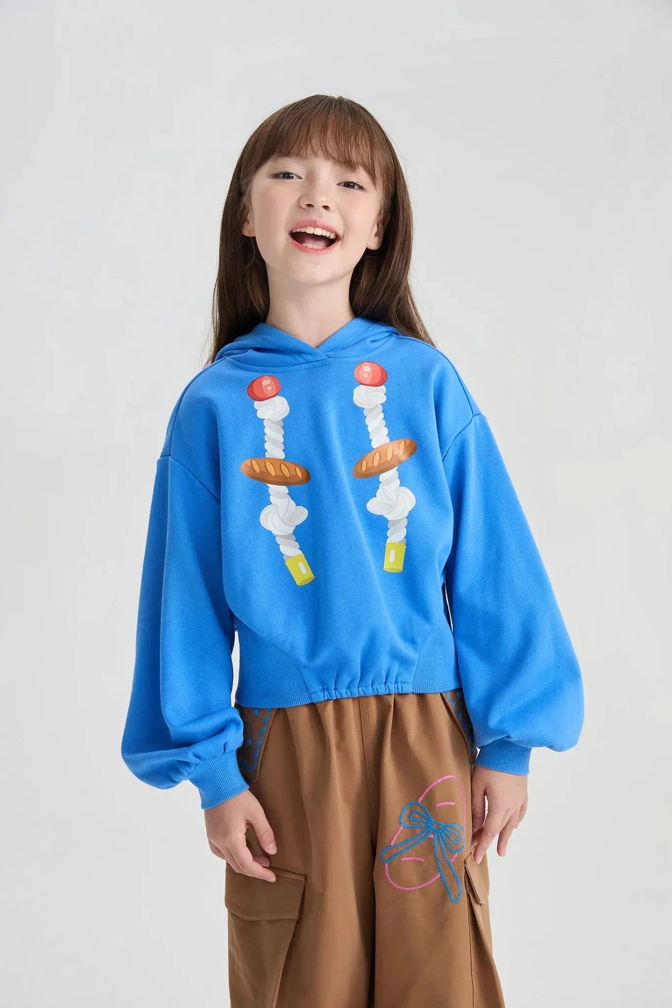 Poco Blush Bread Rope Print Short Hoodie