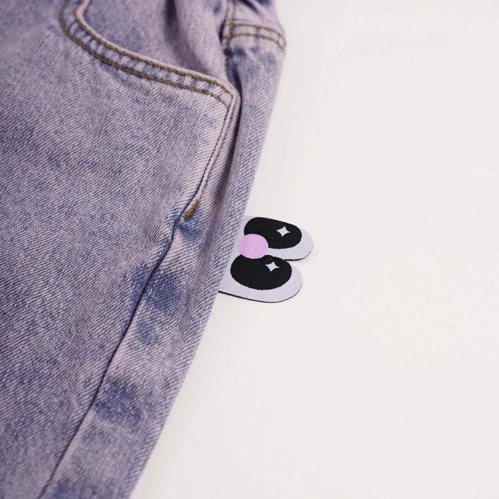 Poco Blush Butterfly Dream Fleece-Lined Stretch Denim Jeans