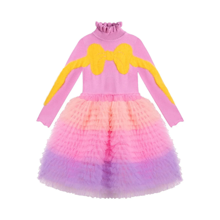 Gradient Bow Knit Tulle Party Dress by Poco Blush
