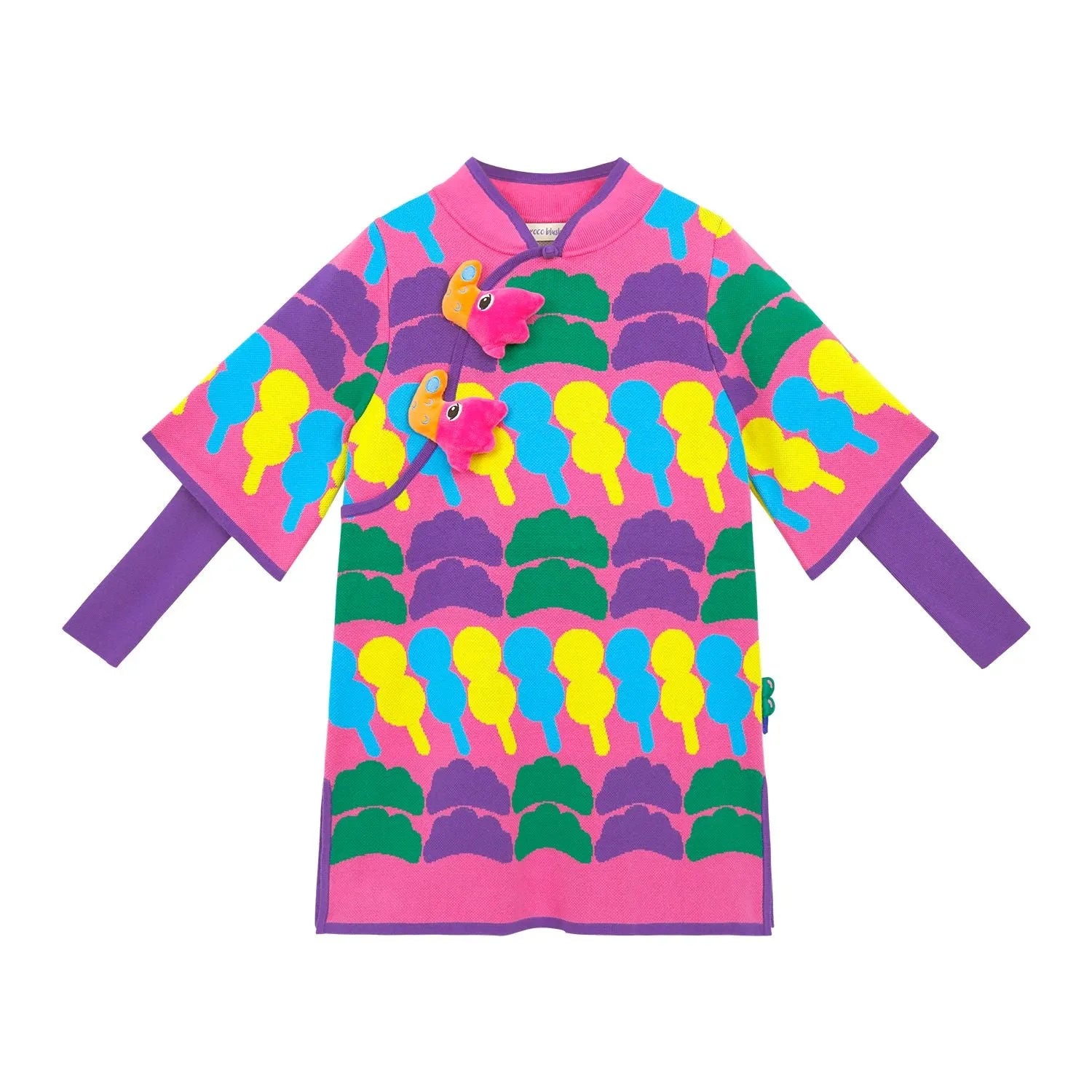 Poco Blush Tanghulu & Dumplings Knit Cheongsam Dress