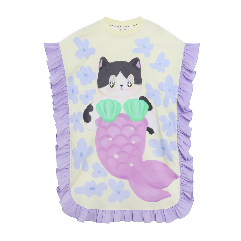 Poco Blush Mermaid Cat Hawaiian Ruffle Dress