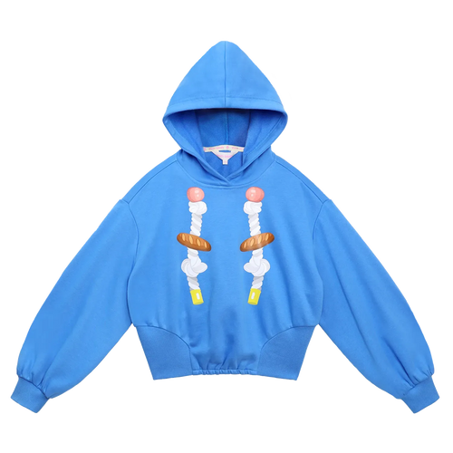 Bread Rope Print Short Hoodie by Poco Blush