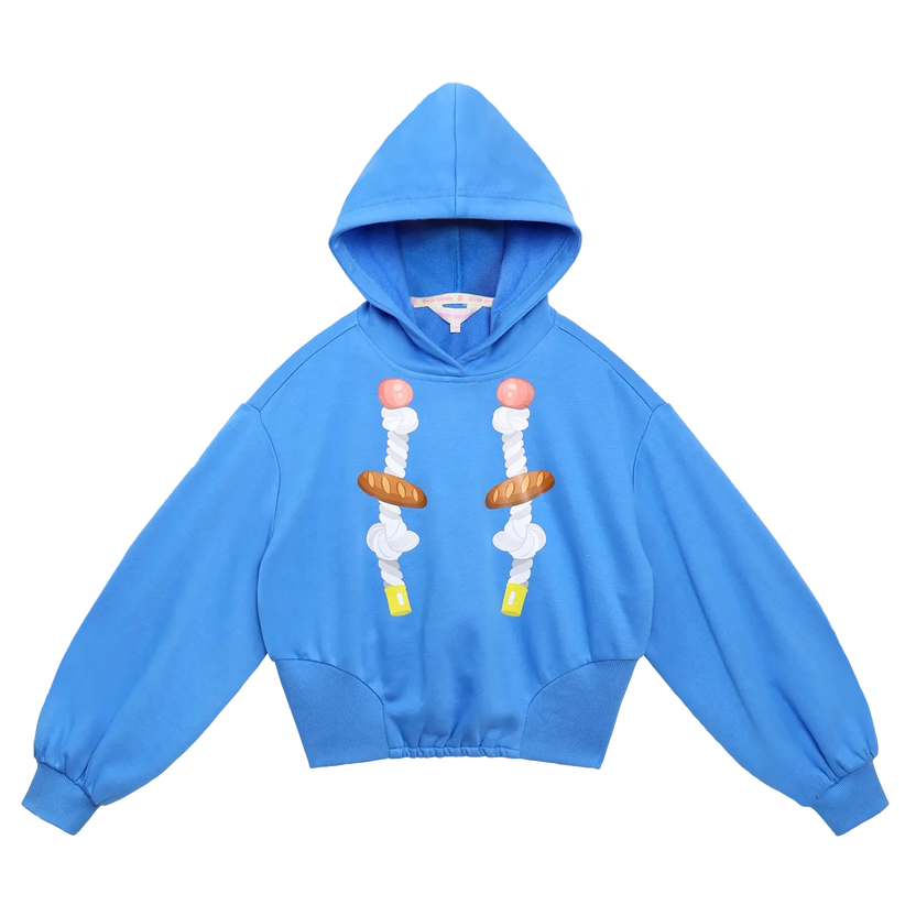Bread Rope Print Short Hoodie by Poco Blush
