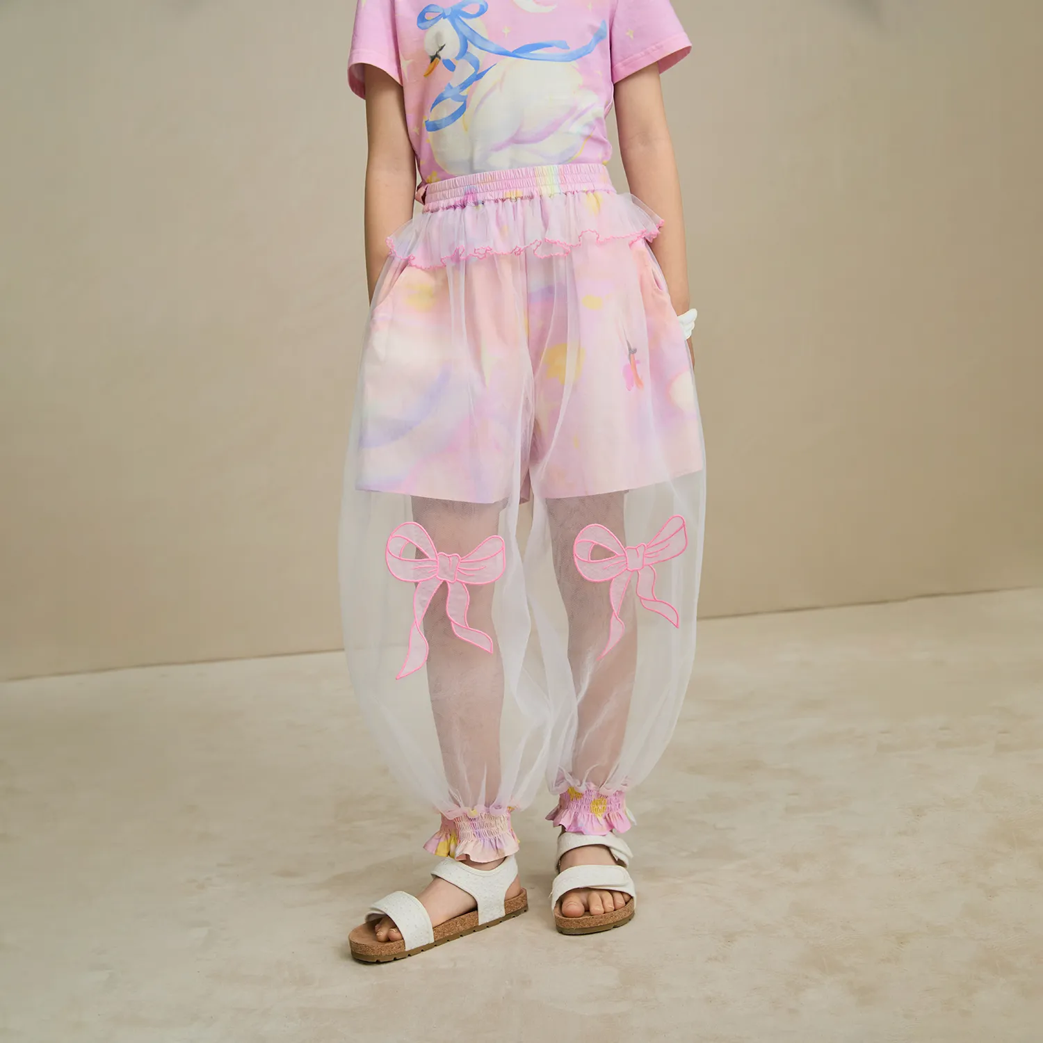 Poco Blush Swan Mesh Overlay Anti-Mosquito Pants