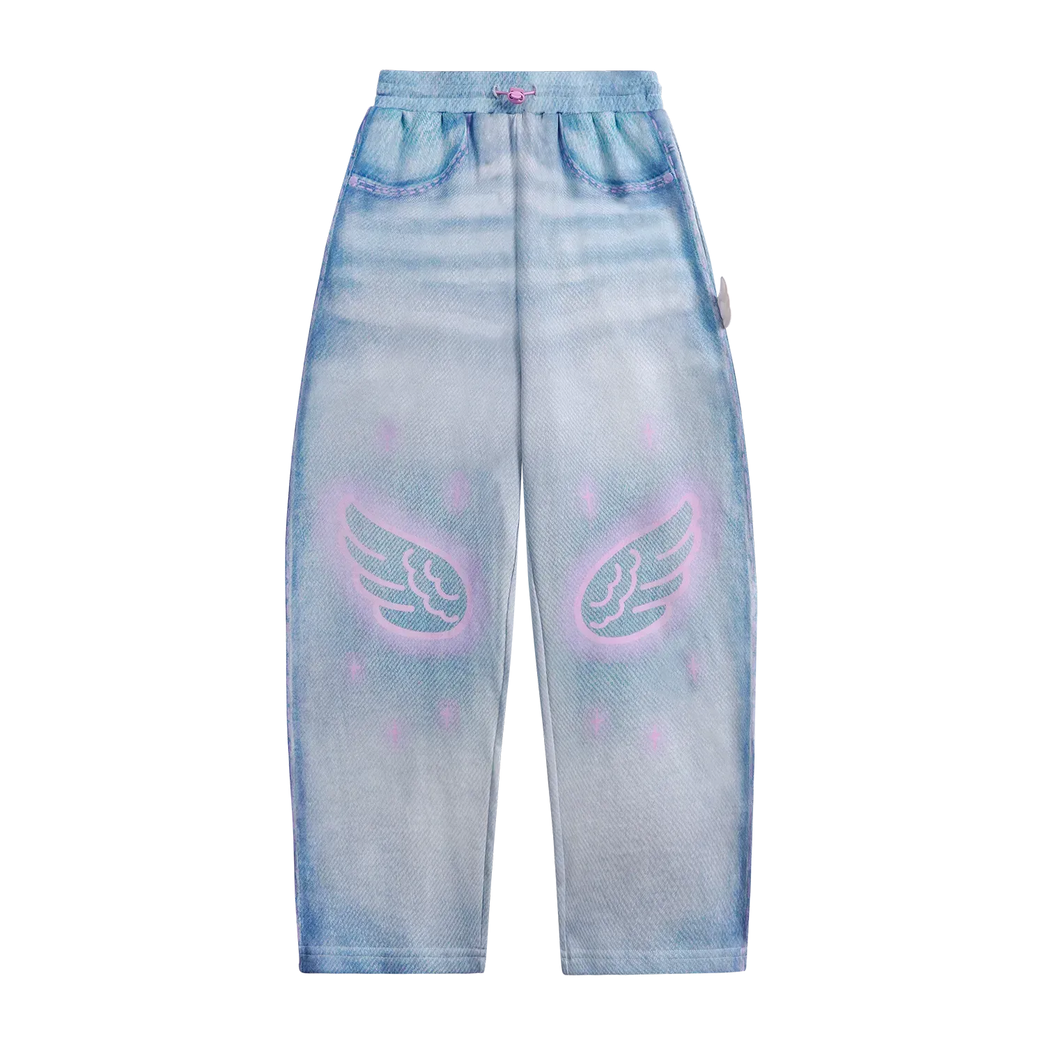 Poco Blush Denim Joggers with Wing Print