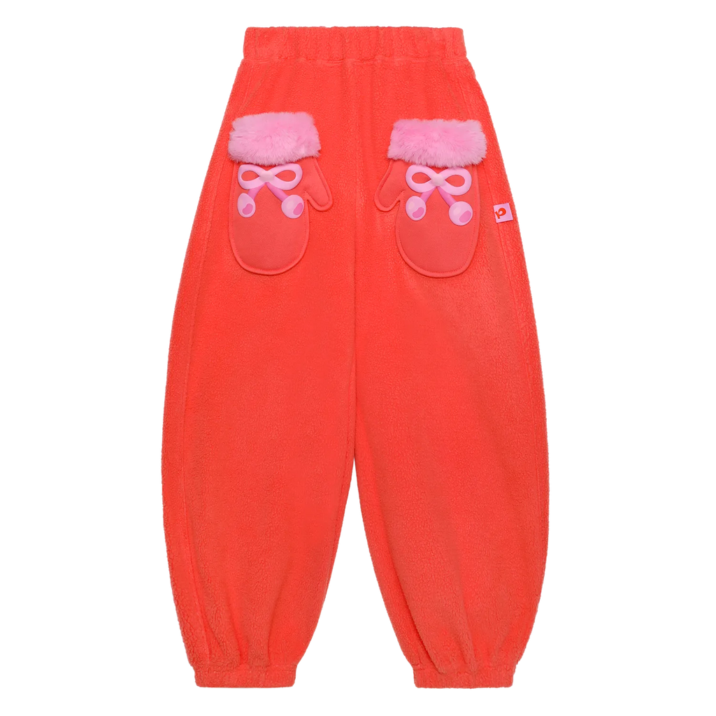 Poco Blush Snowman Mittens Sherpa Joggers Red