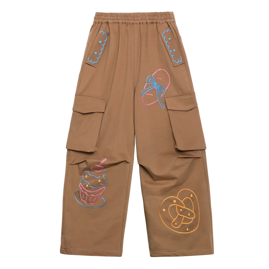 Poco Blush Soft Bread Embroidery Parachute Pants