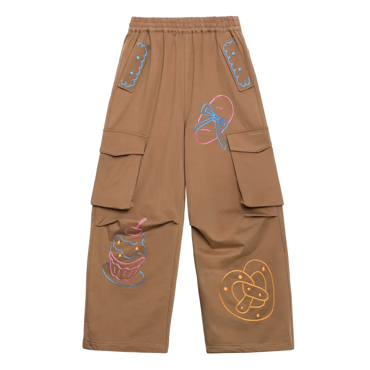Poco Blush Soft Bread Embroidery Parachute Pants