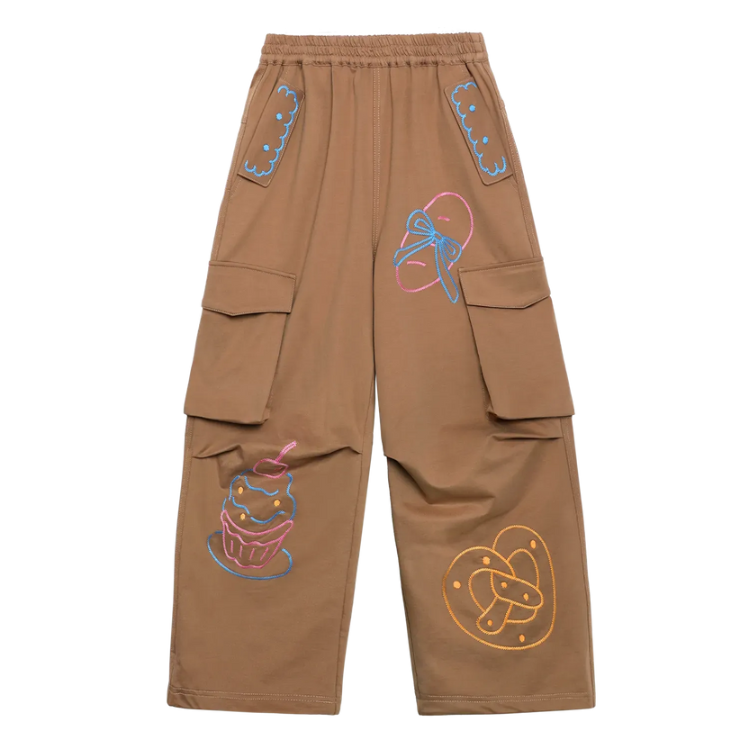 Soft Bread Embroidery Parachute Pants by Poco Blush