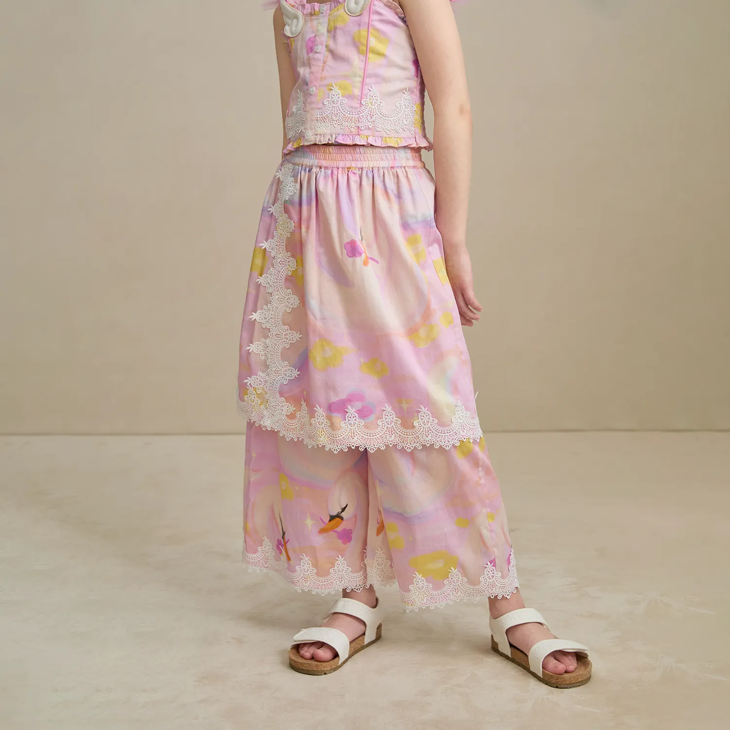 Poco Blush Swan Lake Art Skort with Lace Trim