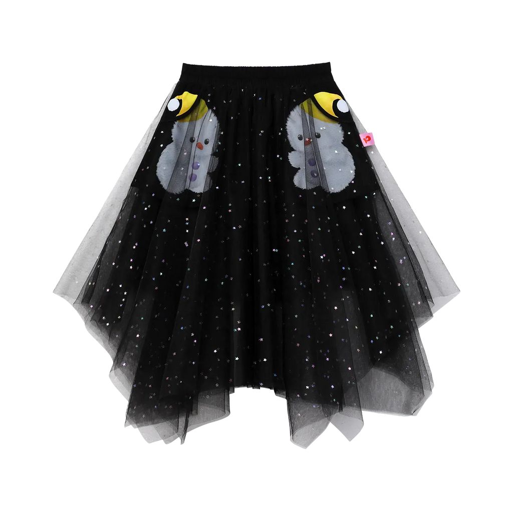 Poco Blush Starry Tulle Sequin Skirt Black