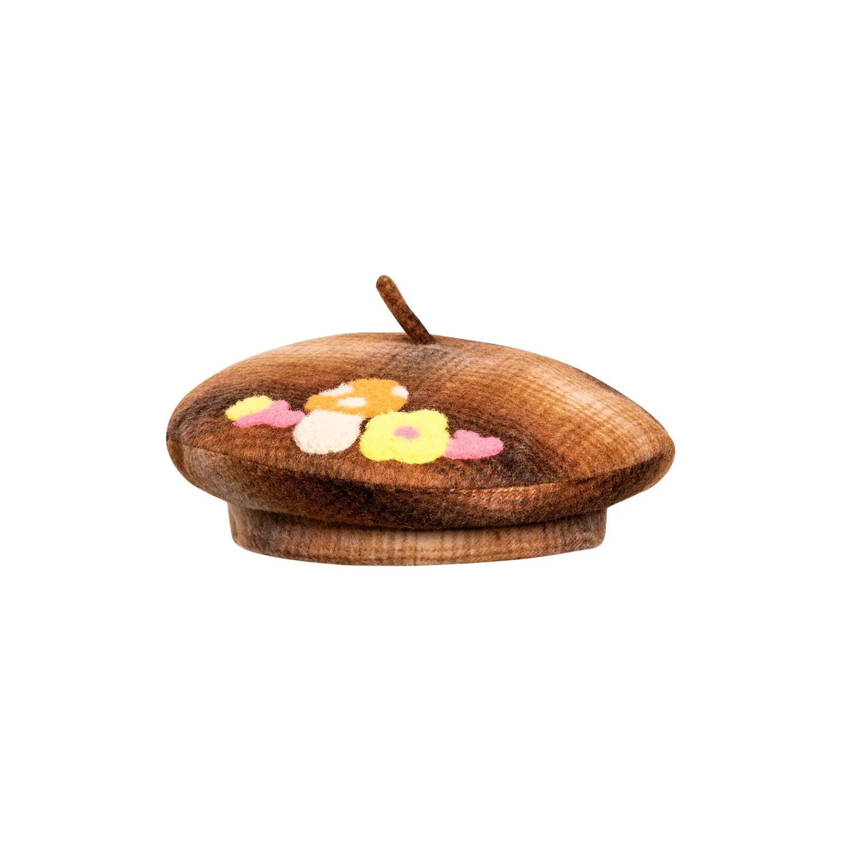Poco Blush Mushroom Check Wool Beret