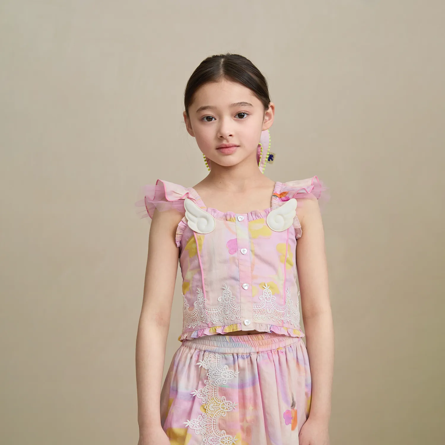 Poco Blush Swan Wing Smocked Strap Top
