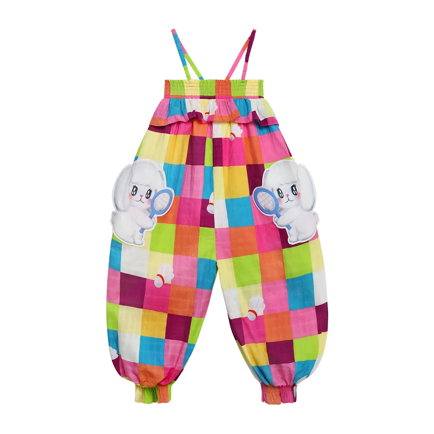 Poco Blush Rainbow Check Sports Romper