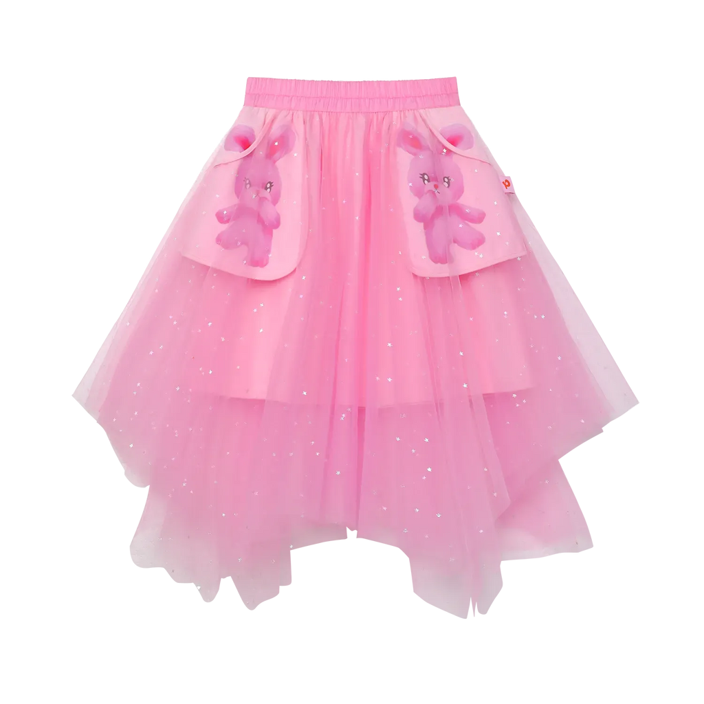Poco Blush Starry Tulle Sequin Skirt Pink