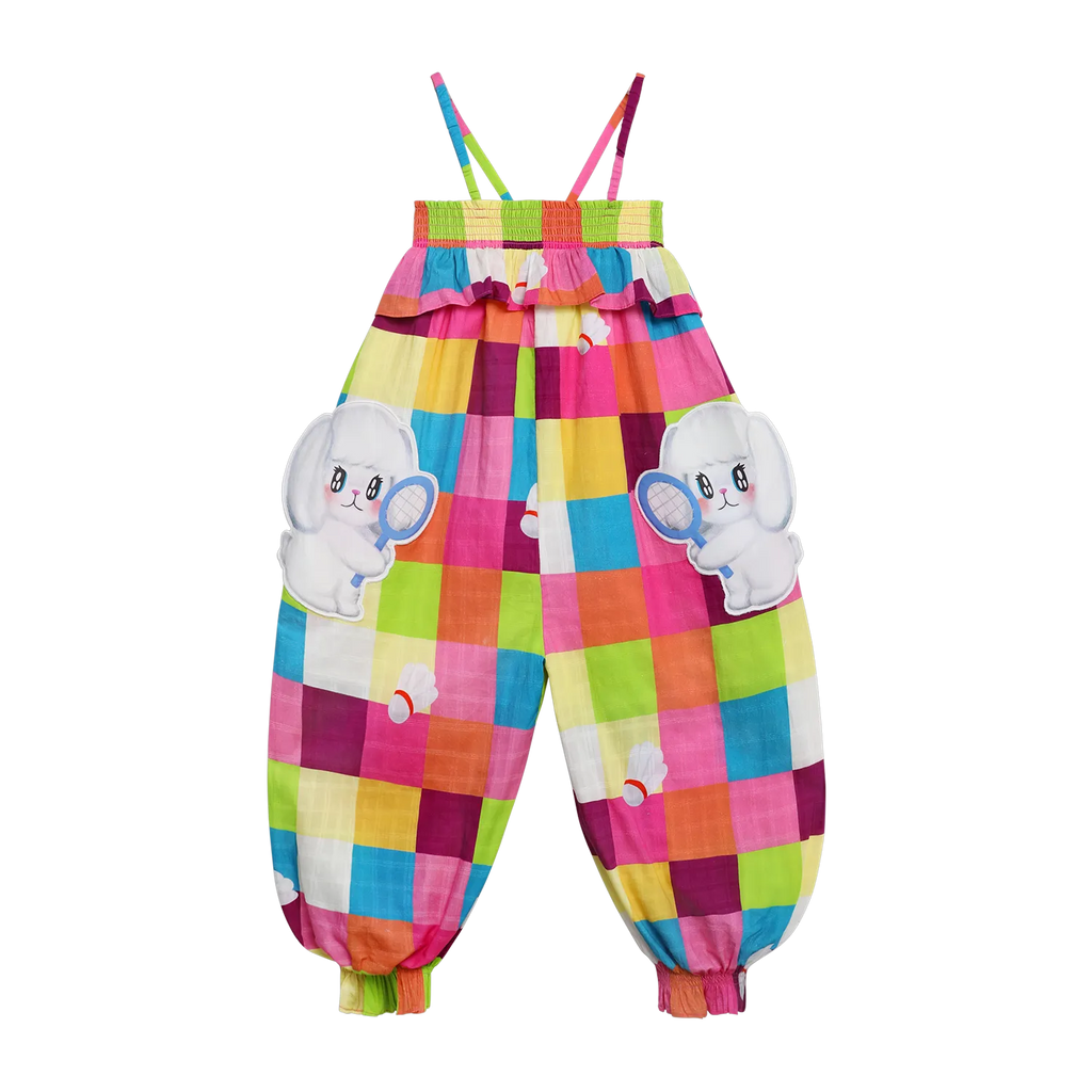 Poco Blush Rainbow Check Sports Romper