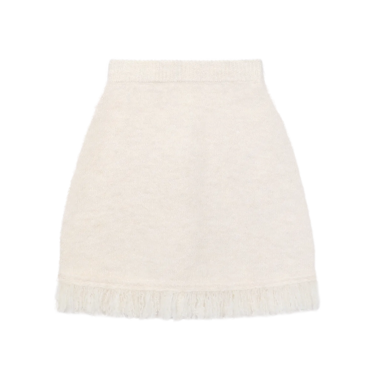 Poco Blush Twisted Bread Dog Alpaca-Feel Knit Skirt White