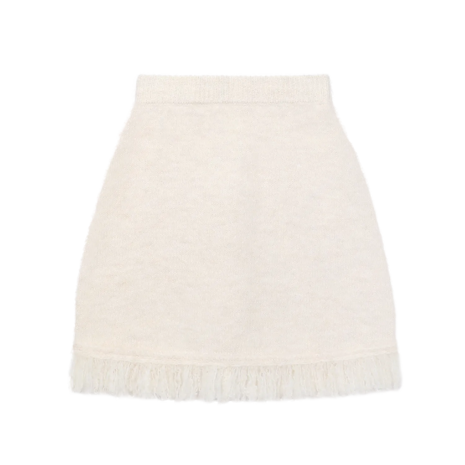 Poco Blush Twisted Bread Dog Alpaca-Feel Knit Skirt White