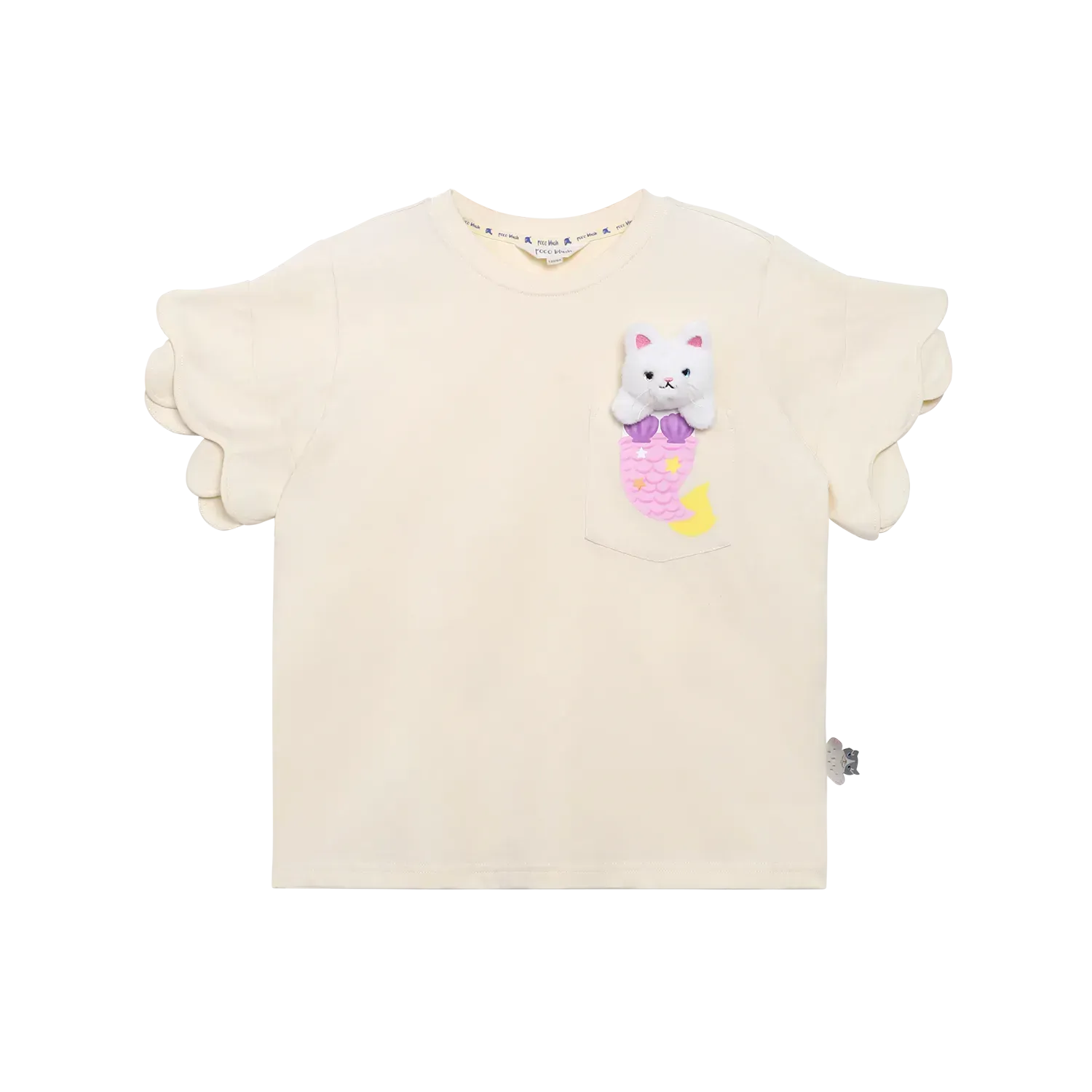 Poco Blush Mermaid Cat Plush Doll Tee Beige