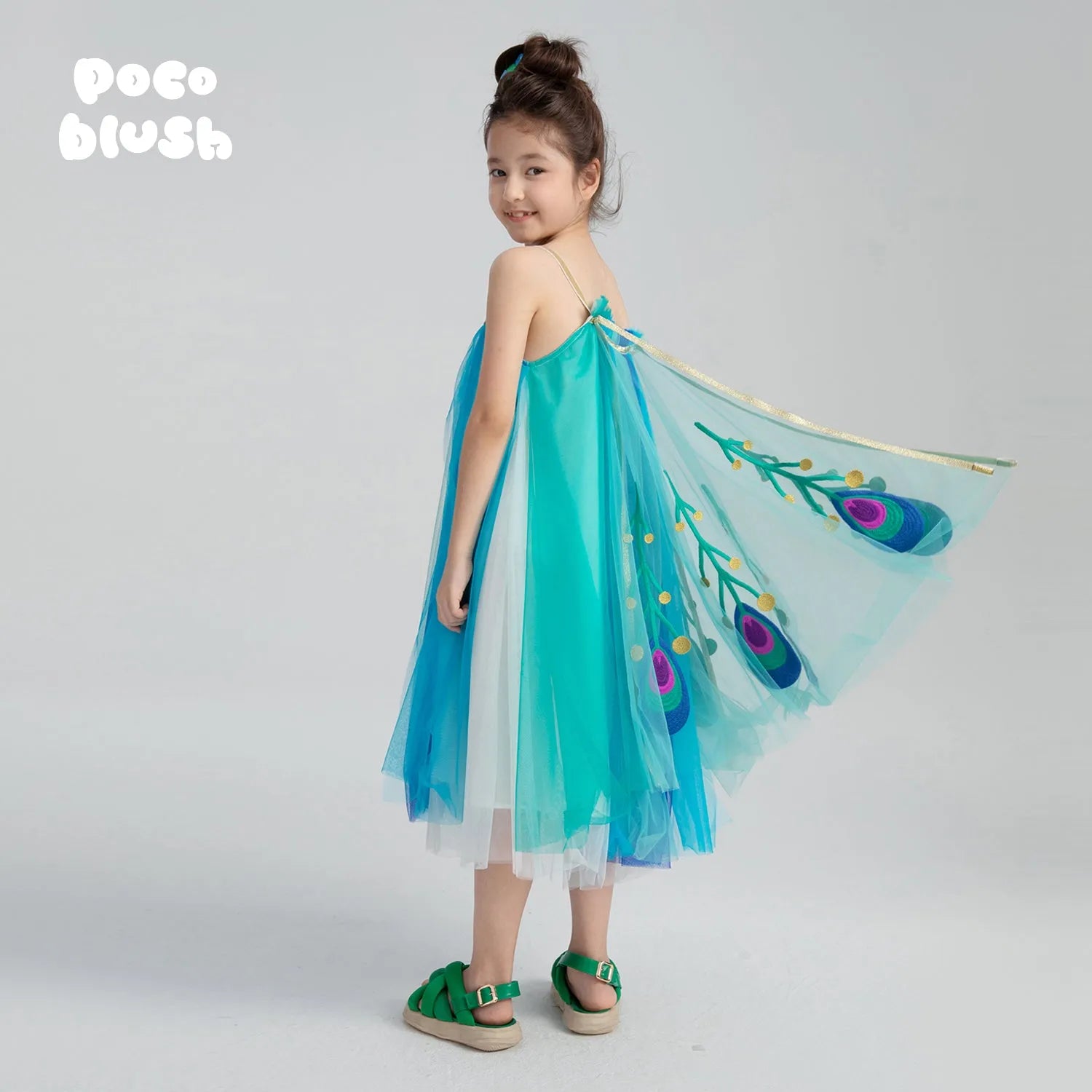 Poco Blush Peacock Dance Mesh Maxi