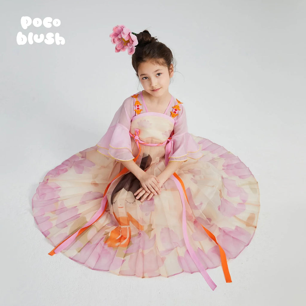 Poco Blush Lotus Sleeve Hanfu Dress