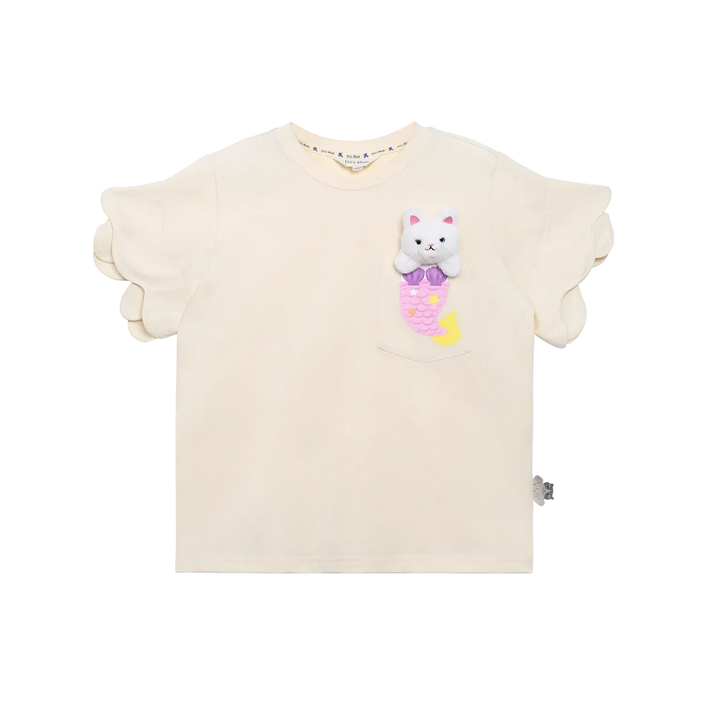 Poco Blush Mermaid Cat Plush Doll Tee Beige
